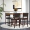 Costway Set of 2 Upholstered Linen Bar Stools 24.5'' Wooden Dining Chairs with Back Beige/Brown